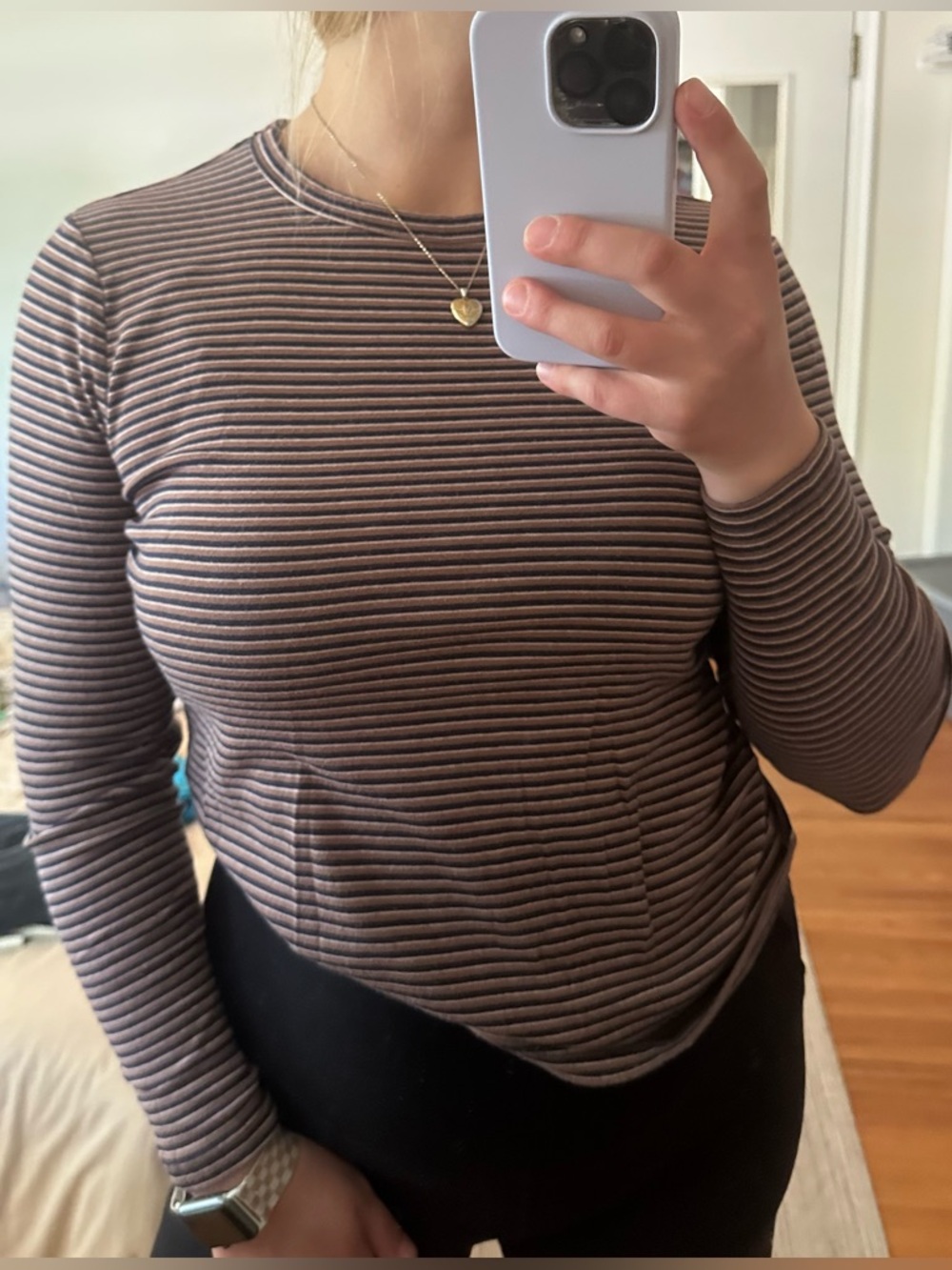 a new day Striped Long-Sleeve Crewneck Top